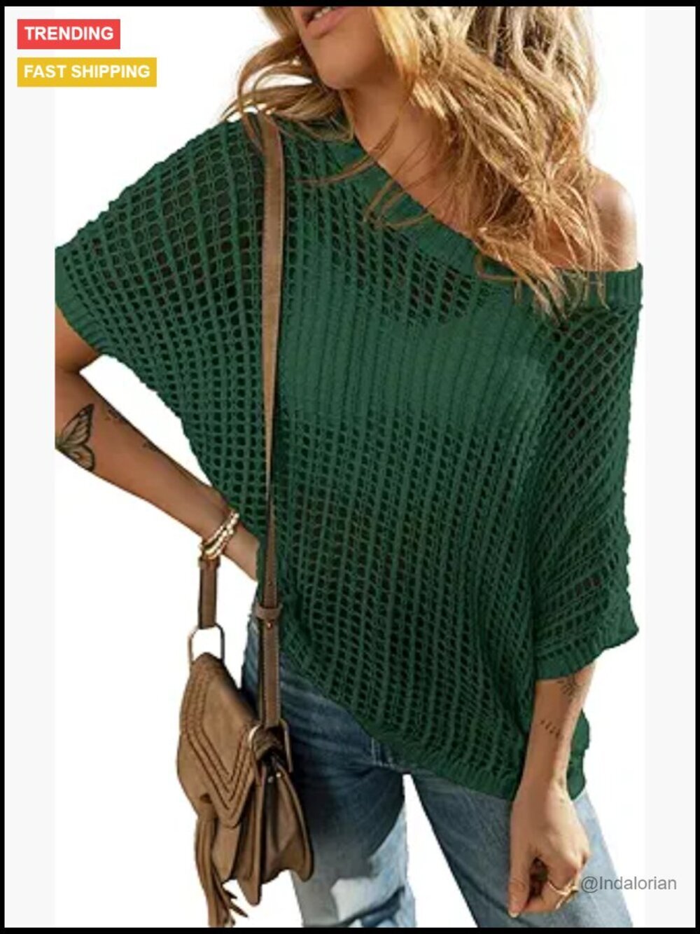 Crochet Hollow Out Short Sleeve Sweater Beach Knit Coverup Top